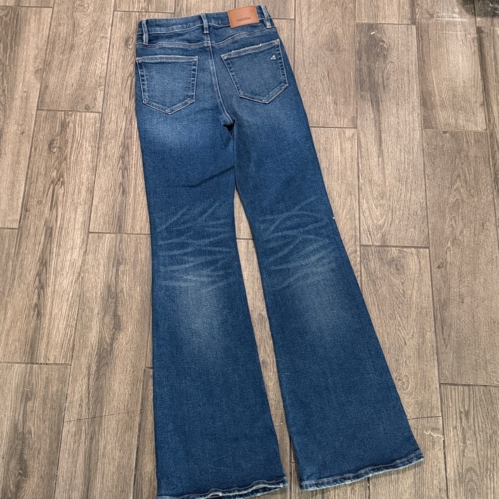 Altar'd State Hidden Jeans High Rise Dark Wash Flare Denim Jeans - Picture 5 of 8
